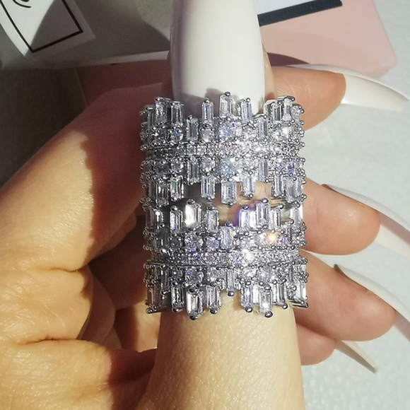 Micro Paved Irregular Multi-Row Diamond Ring - Picture 5 of 7